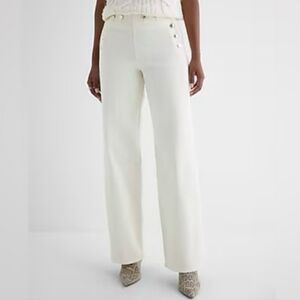 Express High Rise Wide Leg Sailor Button Jeans Ivory Size 12R